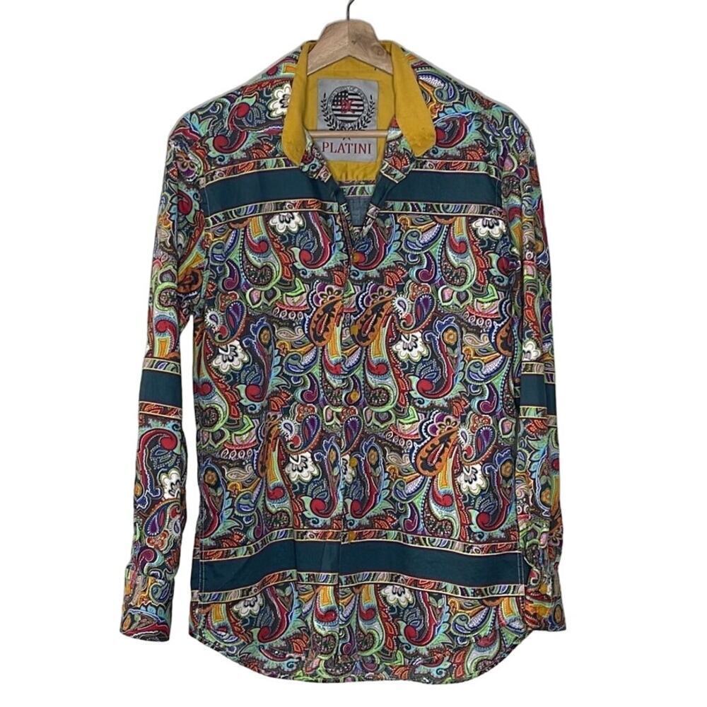 PLATINI  MULTICOLOR PAISLEY PRINT  MEN'S SHIRT‎ SIZE M